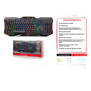 TECLADO GAMER MULTIMEDIA CRACKER CYB K207+ USB LED T/SEMICURVAS - CYBERTEL