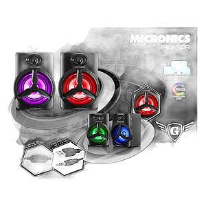PARLANTE 2.0 PLAYER MIC S317G RGB LED 3" GAMER USB 12W - MICRONICS