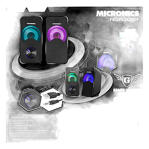 PARLANTE 2.0 NORTON+ MIC S311 RGB LED 3" GAMER USB 12W - MICRONICS
