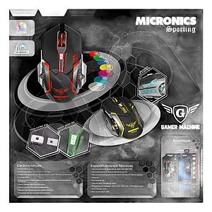 MOUSE GAMER SPORTING MIC M838 USB 7LEDS 6B 3200DPI - MICRONICS