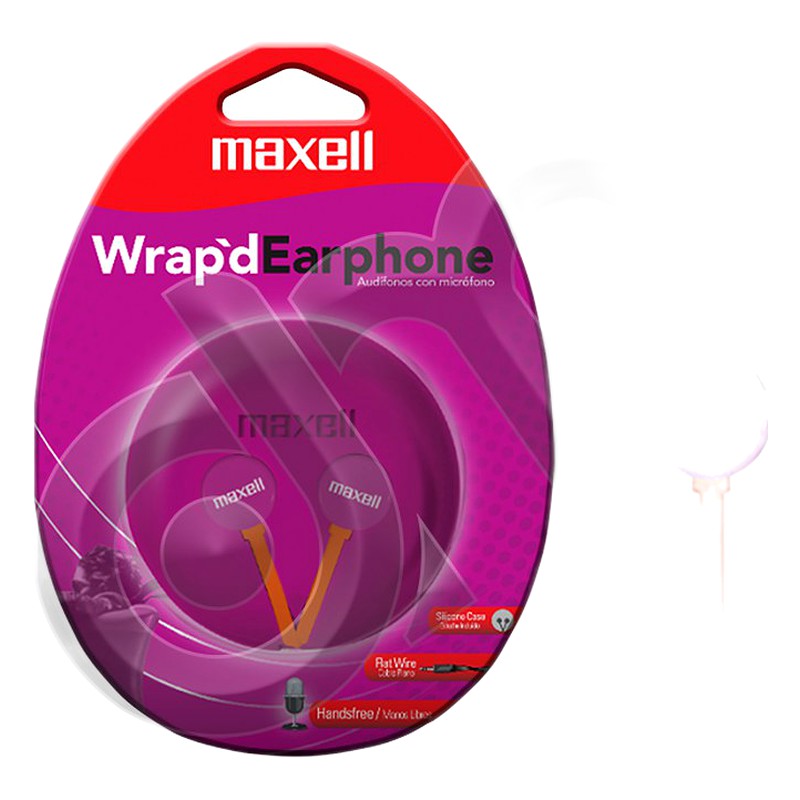 AUDIFONO MAXELL 347430 HANDSFREE WR-360 W'RAPD IN EAR EARPHONE FLAT WIRE PINK