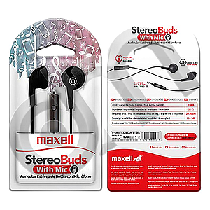 AUDIFONO MAXELL 347360 EB-MIC EARBUDS W/MIC BLACK