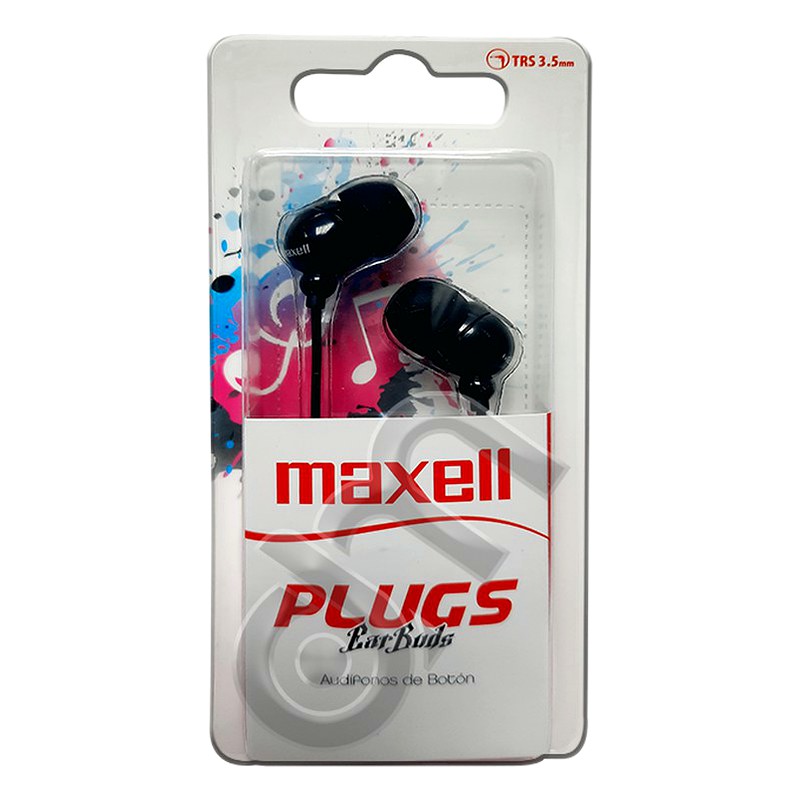 AURICULAR MAXELL 347169, HANDSFREE, IN-225 PLUGS / NEGRO