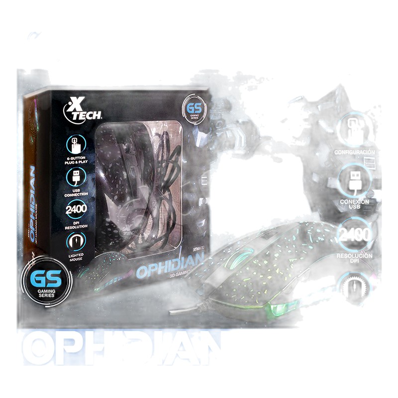 MOUSE XTECH GAMING XTM-410 USB 6 BOTONES 7 COL LUZ LED 2400DPI