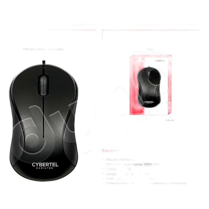 MOUSE OPTICO HAMILTON BLACK CYB M209K, USB - CYBERTEL