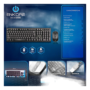 KIT TECLADO Y MOUSE ESTANDAR, USB, ACCESS ENT508 - ENKORE
