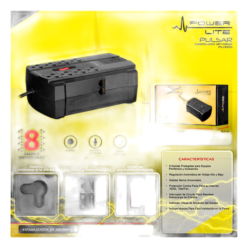ESTABILIZADOR PULSAR PLI1000 1000W 8SALIDAS - POWER LITE