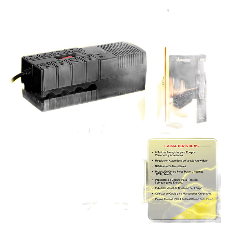 ESTABILIZADOR QUASAR PLI1200 1200W 8SALIDAS - POWER LITE
