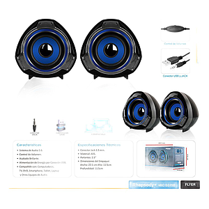 PARLANTE 2.0 RHAPSODY BLU MIC S315B USB 12W - MICRONICS
