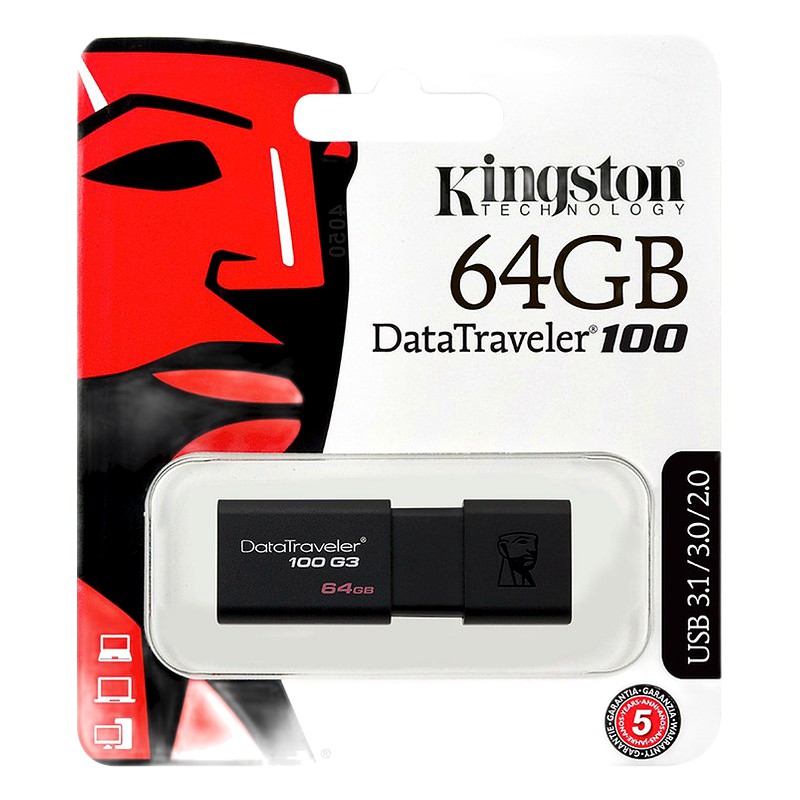 MEMORIA USB 64GB KINGSTON DT100G3 3.0 - NEGRO