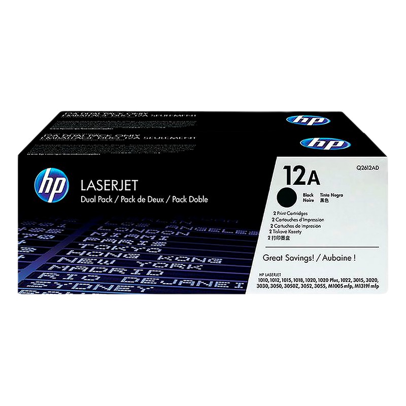 TONER HP 12AD (Q2612AD) ORIGINAL (PACK 2 Q2612AD) L.J.1010,1020,1022,3015 - NEGRO