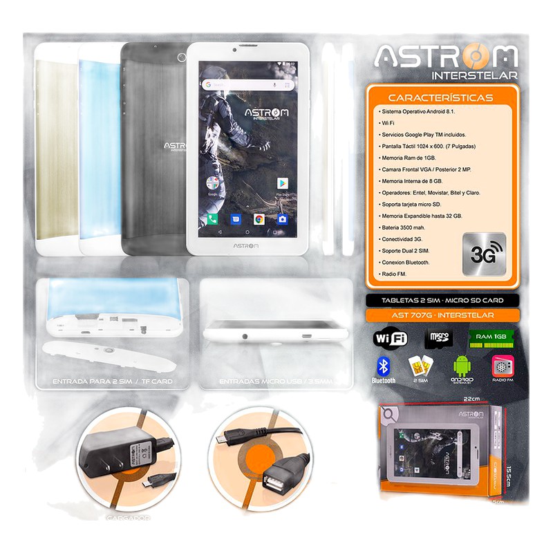 TABLET 7" INTERSTELAR BLACK AST707G IPS 3G - ASTROM