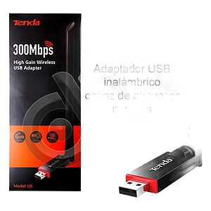 ADAPTADOR TENDA U6 USB INALAMBRICO 300 MBPS